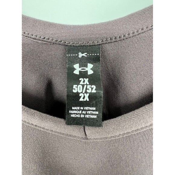 Women's Plus Size 2X Under Armour Gray Cropped Performance Top Short Sleeve - Picture 2 of 6